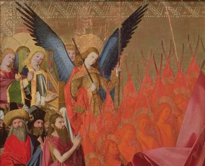 Ángeles y funcionarios elegidos (detalle de la Coronación de la Virgen) de Enguerrand Quarton